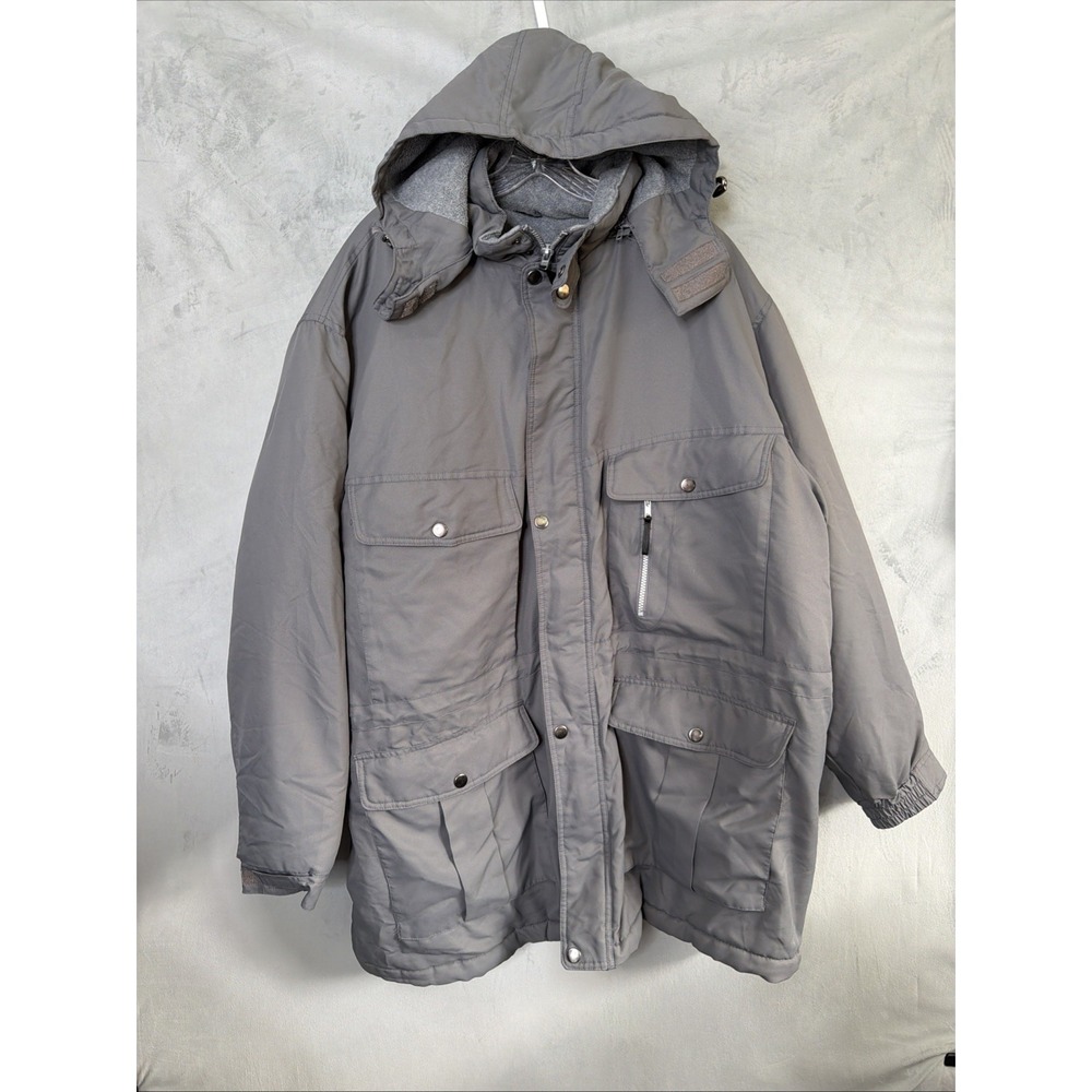 Boulder Creek Mens 4XL Big Gray Hooded Parka Jacket Fleece Lined Winter Coat